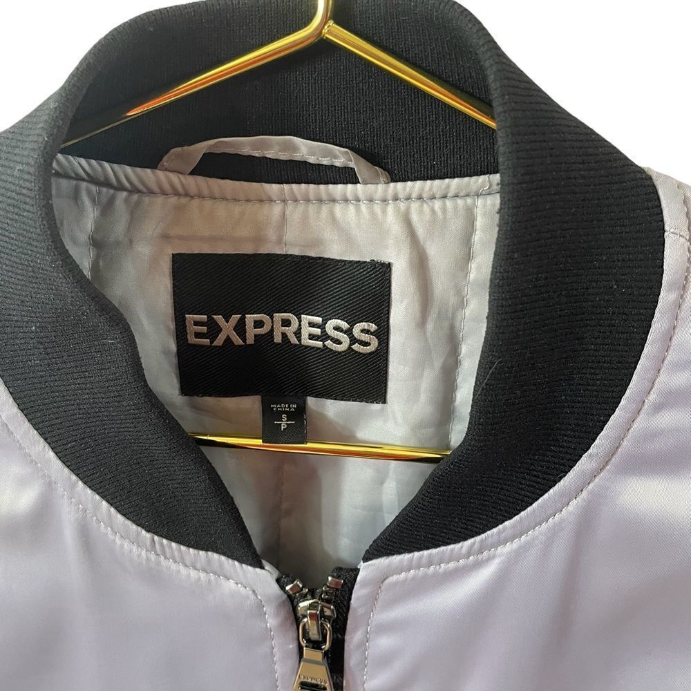 Express Satin Vintage 90's Bomber Jacket Size S/P - Picture 4 of 6